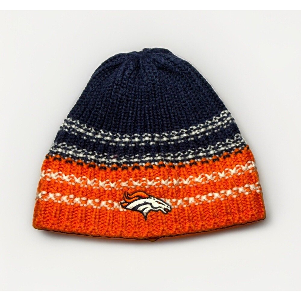Vintage Reebok Denver Broncos‎ Beanie NFL Cap Blue Orange Knit Hat Unisex OSFM